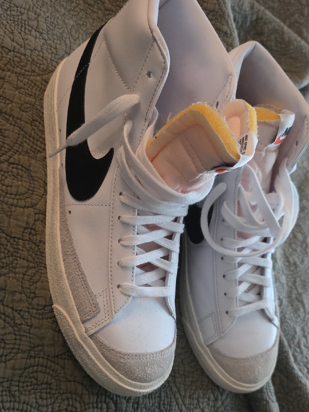 Nike High-Top Sneakers White Black with Yellow Accent